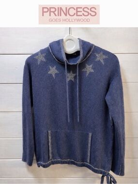 PRINCESS GOES HOLLYWOOD – Blue Wool & Cashmere Sweater with Stars (Size 40 )